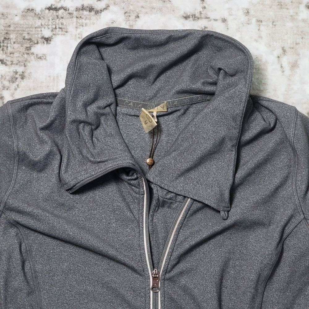Calia Jacket Womens Full Zip Gray Athletic Yoga Running Lightweight Thumbholes M - Picture 4 of 8